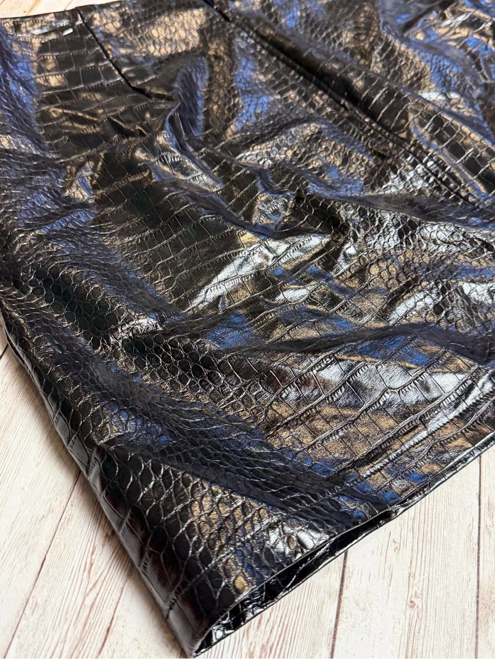 Bar III Black Faux Croc Mini Skirt - Picture 7 of 8